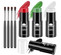 EBANKU Colori Viso Corpo Pittura Stick Olio Bastoncini Neri Crema Sportiva Scheletro Joker Mimo Fondotintat Pittura per il Viso per Halloween Cosplay Festa (Noir, blanc, rouge et vert foncé)
