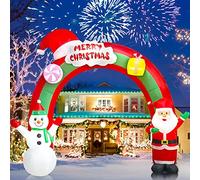 EBANKU Décorations gonflables de Noël de 2,74 m, Père Noël, bonhomme de neige, arche arc-en-ciel avec LED intégrées, décorations gonflables de vacances pour fête, intérieur, extérieur, pelouse