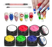 EBANKU Ensemble de gel pour ongles sculpté, 6 couleurs Vernis à ongles en gel sculpté, 1 stylo de sculpture pour ongles, 1 coupe-poussoir à cuticules à extrémité et une brosse à découper les ongles