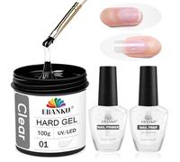 EBANKU Gel de construction pour ongles de grande capacité - 100 g - Gel d'extension dur avec apprêt et déshydrateur - Outils de qualité professionnelle pour une forte superposition de sculpture