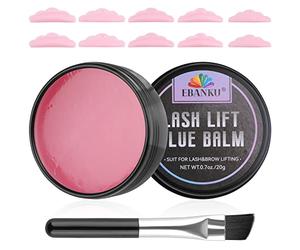 EBANKU Lash Lift Glue, Eyelash Perm Glue Balm 2 en 1 Adhésif Colle de levage de cils Avec Tampon Silicone Recourbe Cils, Curling et Nourrissant Pour Kit de Perm de Cils et Stratification des Sourcils
