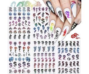 EBANKU Lot de 20 bandes d'ongles en gel semi-durci - Mythologie Dragon Totem
