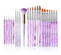 EBANKU Lot de 22 pinceaux à ongles en gel UV - Conseils de construction - Pinceaux à vernis à ongles - Stylo - Pinceau anti-poussière - Design pour femmes et filles