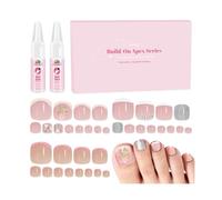 EBANKU Lot de 3 faux ongles press on - Rose French Style - Faux ongles courts carrés courts - Ongles artificiels press-on avec couverture complète brillante pour manucure DIY