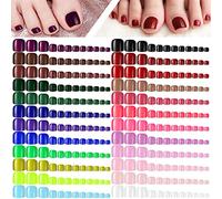 EBANKU Lot de 576 faux ongles pour orteils - Couverture complète - Faux ongles courts carrés - À presser - Couleur unie