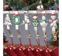 EBANKU Lot de 6 Porte-Chaussettes de Noël pour Cheminée - Supports Décoratifs pour Mantel, Décoration de Noël & Idée Cadeau