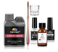 EBANKU Monomère Pour Kit De Liquide Acrylique Pour Ongles : Formule Sans MMA Liquide Acrylique Pour Extension Avec Tout Le Nécessaire Déshydratant Et Gel Apprêt Top Coat Pour Améliorer l'adhérence
