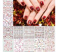 EBANKU Noël Nail Art Stickers, 12 Feuilles Décalcomanies 3D auto-adhésives pour ongles de Noël Flocon de neige bonhomme de neige Bell Elk Nail Art Autocollant