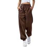 EBANKU Pantalon de survêtement pour Femme avec Poches - Pantalon de survêtement uni - Baggy - Taille élastique - pour Hip hop décontracté, Gym et Jogging
