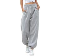 EBANKU Pantalon de survêtement pour Femme avec Poches - Pantalon de survêtement uni - Baggy - Taille élastique - pour Hip hop décontracté, Gym et Jogging