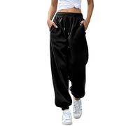 EBANKU Pantalon de survêtement pour Femme avec Poches - Pantalon de survêtement uni - Baggy - Taille élastique - pour Hip hop décontracté, Gym et Jogging