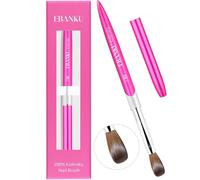 EBANKU Pinceau à ongles en acrylique pur Kolinsky - Pinceau rond ovale pour peinture acrylique - Pinceau à ongles professionnel - Poignée en métal pour brosse de nettoyage des ongles - Manucure DIY