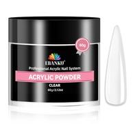 EBANKU Poudre acrylique transparente, grande capacité, poudre acrylique professionnelle pour extension et sculpture sur ongles, longue durée de vie, pas besoin de lampe (60 g)