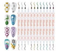 EBANKU Set de 12 stylos pour nail art, stylos à double pointe pour vernis à ongles, marqueurs pour nail art à séchage rapide, peinture acrylique, stylo pour graffitis sur ongles, pas besoin de presser