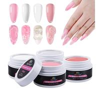 EBANKU Solid Builder Gel pour Ongles, 4 Couleurs Sculpture d'Extension Clear Nude Blanc Rose - Set pour Débutants, 4 * 15ml