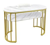 EBANKU Table À Ongles en Marbre Or Table De Manucure, Professionnelle Nail Beauty Spa Salon De Bureau Poste De Travail avec Étagère Nail Art Equipment pour Salon Spa Workstation