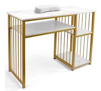 EBANKU Table de Manucure Professionnelle, Table À Ongles en Marbre Table De Manucure avec Coussins Repose-Main pour Salon de Beauté des Ongles Spa Workstation