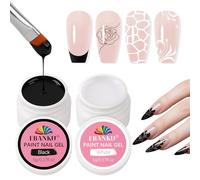 EBANKU Vernis à ongles gel, 2 pots blanc et noir, vernis à ongles gel sans traces pour French Tips, pour dessiner des rayures, des motifs floraux, pour le salon DIY-manucure (Boîte onde)