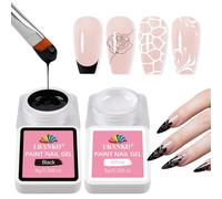 EBANKU Vernis à ongles gel, 2 pots blanc et noir, vernis à ongles gel sans traces pour French Tips, pour dessiner des rayures, des motifs floraux, pour le salon DIY-manucure (Pot Rond)