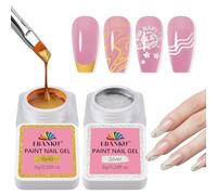 EBANKU Vernis à ongles gel, 2 pots or et argent, vernis à ongles gel sans traces pour French Tips, pour dessiner des rayures, des motifs floraux, manucure de salon à faire soi-même (Pot Rond)