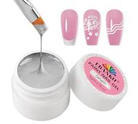 EBANKU Vernis à ongles gel, vernis à ongles argenté sans essuyer pour French Tips pour dessiner des rayures, des motifs floraux, salon, manucure DIY à la maison (Boîte Ronde)