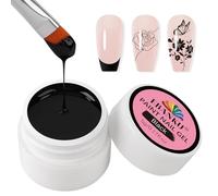 EBANKU Vernis à ongles gel, Vernis à ongles gel noir sans bavures pour French Tips pour dessiner des rayures, des motifs floraux, salon, manucure DIY à domicile, lumière UV nécessaire (boîte ronde)