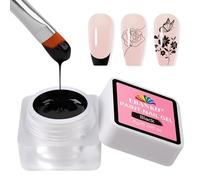 EBANKU Vernis à ongles gel, Vernis à ongles gel noir sans bavures pour French Tips pour dessiner des rayures, des motifs floraux, salon, manucure DIY à domicile, lumière UV nécessaire (Pot Rond)