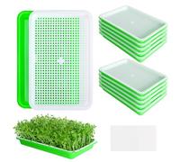 EBaokuup Lot de 10 plateaux de germination de graines avec trous de drainage - Sans BPA - Plateau de germination de plantes de jardin sans terre - Kit de culture de micropousses avec papier de