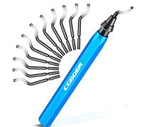 Ebavureur Outil D'ébavurage, Burr Remover avec 10 BS1010 Lames de Rechange Acier, 360 ° Rotatif Deburr Lames, PratiqueOutil pour Aluminium, l'impression 3D, Cuivre et Acier Métal, Plastique, PVC