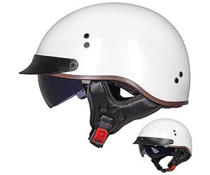 EBAYIN Casque Bol Casque De Moto Casque Ouvert Demi-Casque Vintage Approuvé par ECE Cruiser Chopper Scooter Casque avec VisièRe IntéGréE Fixation Rapide Demi-Casque Adulte,L-XXL（63-64cm）