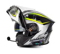 EBAYIN Casque De Moto Modulaire Bluetooth Intégral Rabattable avec Double Visière Anti-buée Anti-UV Homologué ECE Microphone Intégré for Hommes Et Femmes(C,XXXXL(67~68cm))