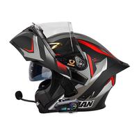 EBAYIN Casque Moto Bluetooth Casque Intégral Modulable Double Visière Hommes Femmes Casque Bluetooth Modulaire Approuvé Dot ECE Casque Modulable Casque Intégral Adulte(G,L=(59~60cm))