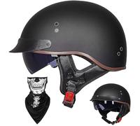 EBAYIN Casque Moto - Demi Casque Bol Brain Cap RéTro Harley Jet - Certifié ECE - Cruiser Chopper Scooter Pilote - Lunettes Intégrées - Unisexe - DéGagement Rapide - Taille 59~60cm