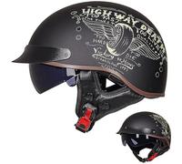 EBAYIN Casque Moto Homme Homologué Bol Vintage Jet ECE DOT FMVSS-218 ABS EPS 57-58cm Noir