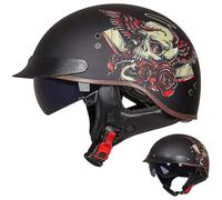 EBAYIN Casque Moto Homme Homologué Casque Bol Homologué Casque Moto Vintage Casque Jet pour Moto Casque Scooter Homme ECE Homologué Pilote Jet Casque Personnalité Casque de Moto,J-M=（57~58cm）