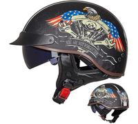 EBAYIN Casque moto rétro Harley, cruiser, chopper, scooter - Demi-casque ouvert cerveau, certifié DOT + ECE, B-M (57-58 cm)