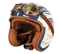EBAYIN Retro Casque Demi Jet, Casque Jet Vintage, Casque Moto Scooter, Casque Bol Homologué ECE Casque De Protection for Hommes Et Femmes, Casque De Cyclomoteur avec Lunettes(C,L=(59~60cm))