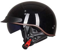 EBAYIN Rétro Harley Casque Brain - Cap Casque Bol Casque Jet Demi-Casque Casque Moto Dot/ECE Cruiser Chopper Scooter Sécurité Casque Anti-Collision avec Lunettes Intégrées,J-M=（57~58cm）