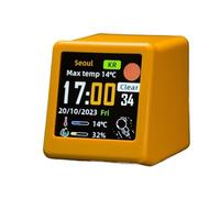 EBAYTV Horloge météo numérique Petite Station météo WiFi Intelligente Portable, Affichage de la température et de l'humidité, réveil, décoration de Bureau (Color : Giallo, Size : 1 UK)