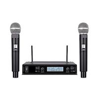 EBAYTV Microphones sans Fil, Double système de Microphone sans Fil 2 canaux Microphone Portable for la Maison Karaok PA Haut-Parleur Singing Party