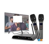 EBAYTV Microphones sans Fil, Double système de Microphone sans Fil Portable 5.0 2 canaux TV Mic for Les fêtes de Famille Home Party