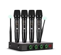 EBAYTV Microphones sans Fil, Système de Microphone sans Fil à 4 canaux Home Karaok PA Speaker Singing Party TV Professional Handheld Dynamic Mic