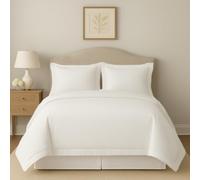 eBeddy Linens Parure de lit en Coton égyptien Doux et Confortable avec Fermeture éclair et 7 Attaches de Coin - 1 Housse de Couette et 2 Couvre-oreillers - Coutures durables - Blanc uni - pour lit