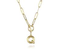 Eben-Ezer Collier avec fermoir à levier avec initiale majuscule A-Z pour femme, collier avec pendentif alphabet en laiton plaqué hip-hop chaîne épaisse collier avec boucle OT (P), 20, métal, sans