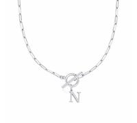 Eben Toggle Capital A Z Collier initial pour femme Hiphop Or Pendentif Alphabet Chaîne épaisse Collier avec pendentif rose (N, 11), Acier inoxydable, No Gemstone