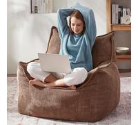 EBENCHICO Pouf géant pour adultes et adolescents, grand pouf poire confortable en velours côtelé avec accoudoirs pour chambre à coucher, salon, pouf pour adulte, canapé paresseux avec rembourrage
