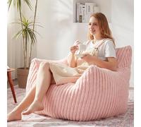 EBENCHICO Pouf poire géant rose pour adultes avec rembourrage, en peluche douce pour adolescentes et filles avec accoudoirs, pouf pelucheux et confortable pour chambre à coucher, salon