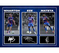 Eberechi Eze, Adam Wharton & Jean-Philippe Mateta - Crystal Palace Football Players - Montage photo A4 avec signatures pré-imprimées qui ferait un superbe cadeau pour tout fan.