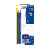 Eberhard Faber 510096 - TRI Winner vulpotlood, 2 potloden en puntenslijper | 2 crayons à mine triangulaires ergonomiques avec taille-crayon intégré, pour les débutants en écriture
