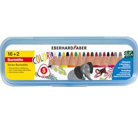 EBERHARD FABER 511429 - Coffret de crayons de couleur Colori, 16 crayons de couleur épais et 2 crayons à papier B, trousse à crayons pour enfants